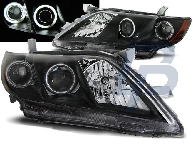HEADLIGHTS TOYOTA CAMRY 6 XV40 06-09 ANGEL EYES BLACK - 2