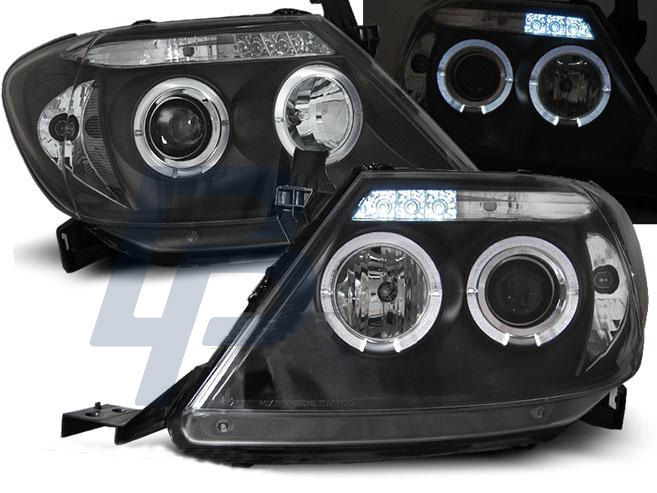HEADLIGHTS TOYOTA HILUX 05-11 ANGEL EYES BLACK - 2