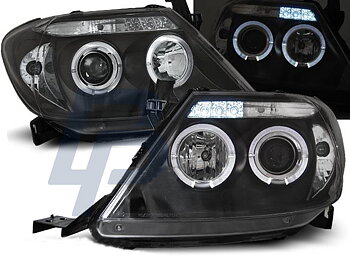 STRÅLKASTARE TOYOTA HILUX 05-11 ANGEL EYES SVARTA