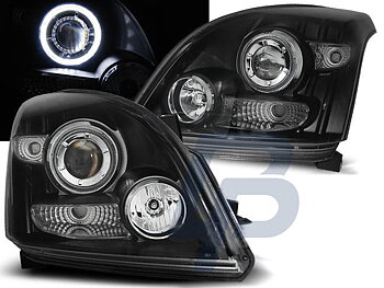 STRÅLKASTARE TOYOTA LAND CRUISER 120 03-09 ANGEL EYES SVARTA CCFL