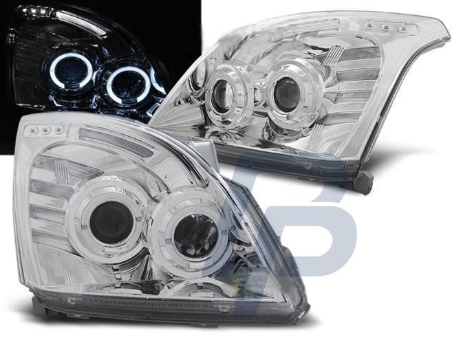 HEADLIGHTS TOYOTA LAND CRUISER 120 03-09 ANGEL EYES CHROME - 2