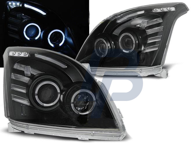 HEADLIGHTS TOYOTA LAND CRUISER 120 03-09 ANGEL EYES BLACK - 2