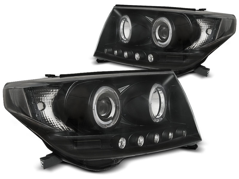 HEADLIGHTS TOYOTA LAND CRUISER FJ200 07-12 ANGEL EYES BLACK