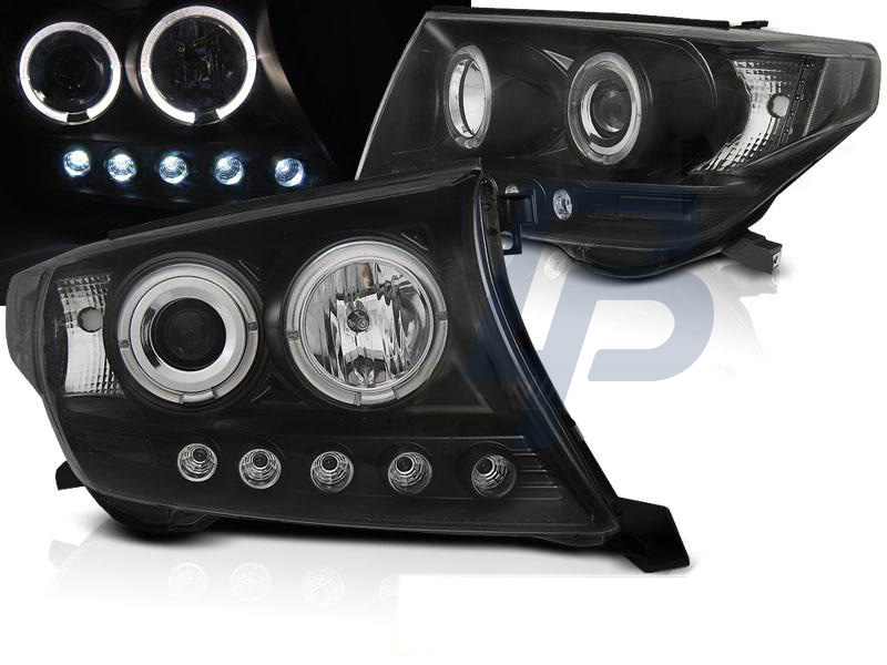 HEADLIGHTS TOYOTA LAND CRUISER FJ200 07-12 ANGEL EYES BLACK - 5