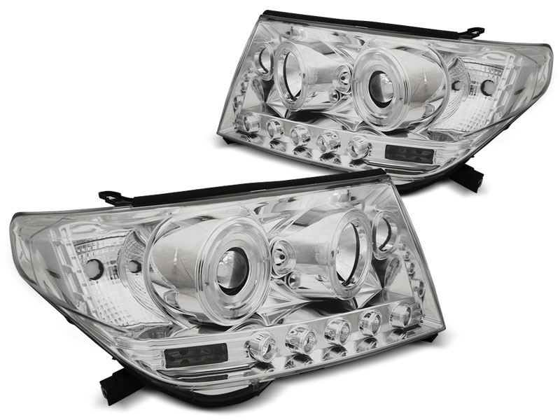 HEADLIGHTS TOYOTA LAND CRUISER FJ200 07-12 ANGEL EYES CHROME
