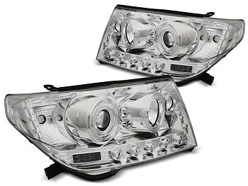 STRÅLKASTARE TOYOTA LAND CRUISER FJ200 07-12 ANGEL EYES KROMADE