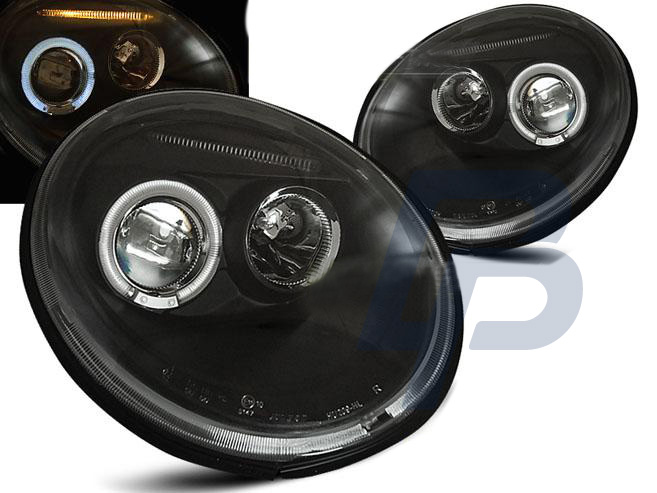 HEADLIGHTS VW NEW BEETLE 10.98-05.05 ANGEL EYES BLACK - 2