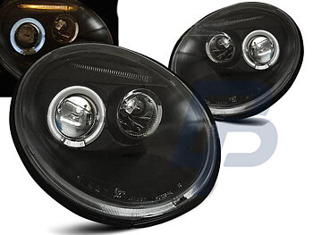 HEADLIGHTS VW NEW BEETLE 10.98-05.05 ANGEL EYES BLACK