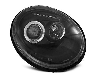 HEADLIGHTS VW NEW BEETLE 10.98-05.05 ANGEL EYES BLACK