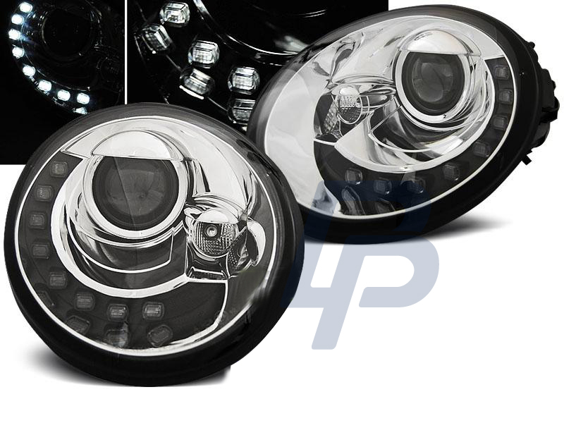 HEADLIGHTS VW NEW BEETLE 10.98-05.05 LED CHROME - 3
