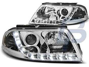 STRÅLKASTARE VW PASSAT 3BG 09.00-03.05 TRU DRL KROMADE