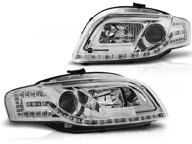 STRÅLKASTARE TUBE LIGHT KROM TILL AUDI A4 B7 2004-2008