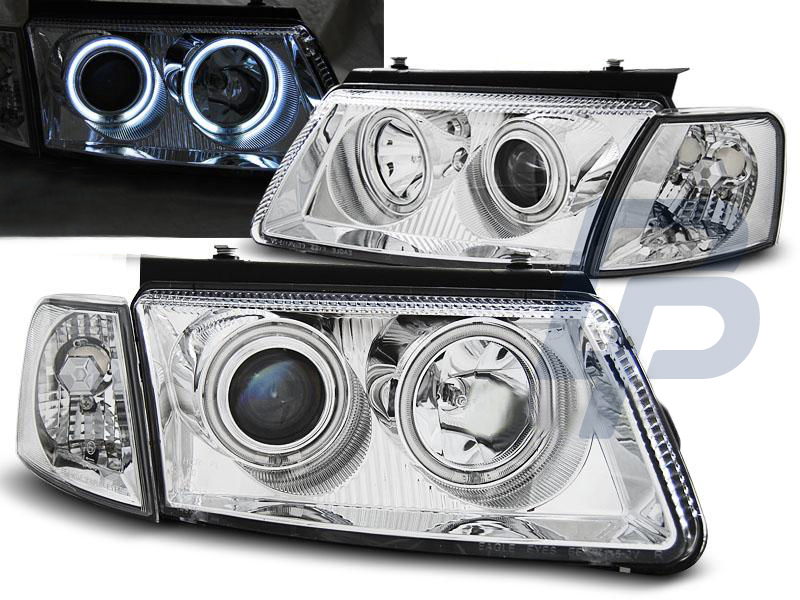 HEADLIGHTS VW PASSAT B5 3B 11.96-08.00 ANGEL EYES CCFL CHROME - 3