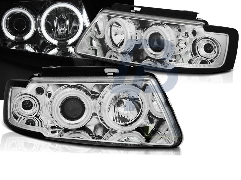 HEADLIGHTS VW PASSAT B5 3B 11.96-08.00 ANGEL EYES CCFL CHROME - 4