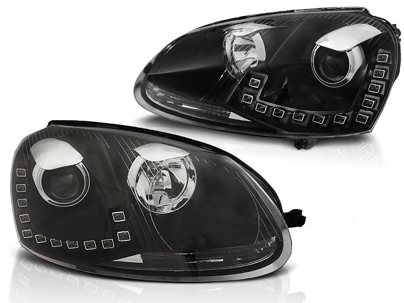 STRÅLKASTARE TRUE DRL SVART TILL VW GOLF 5 2003-2009