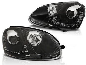 STRÅLKASTARE TRUE DRL SVART TILL VW GOLF 5 2003-2009