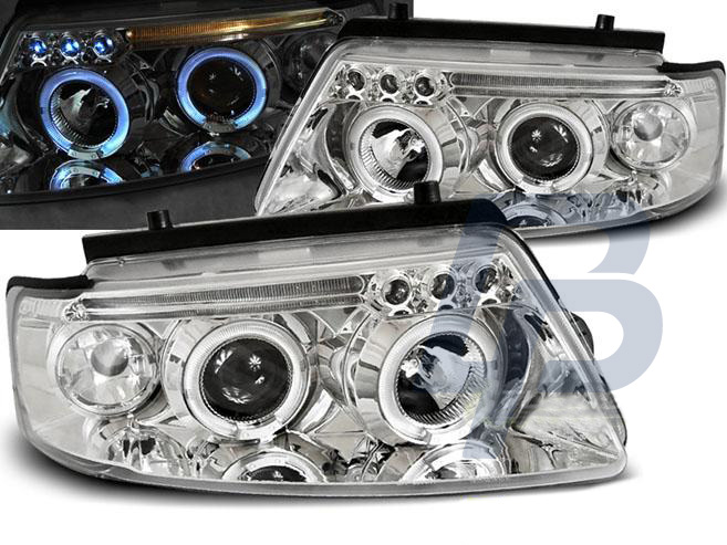 HEADLIGHTS VW PASSAT B5 3B 11.96-08.00 ANGEL EYES CHROME - 2