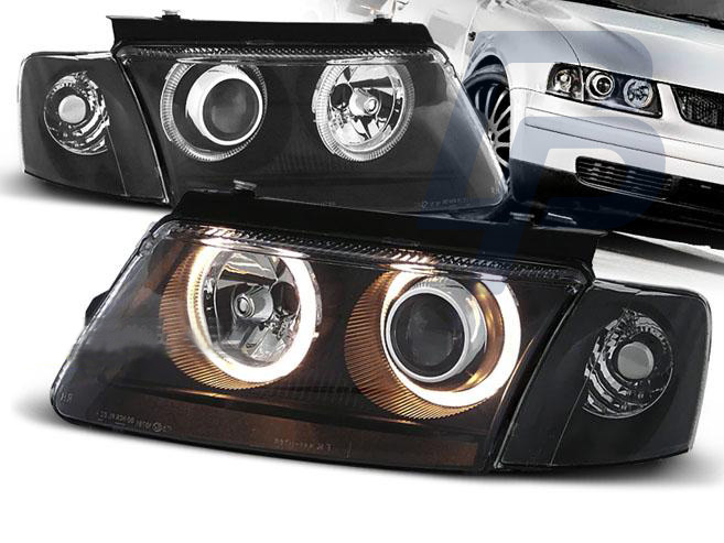 HEADLIGHTS VW PASSAT B5 3B 11.96-08.00 ANGEL EYES BLACK - 2