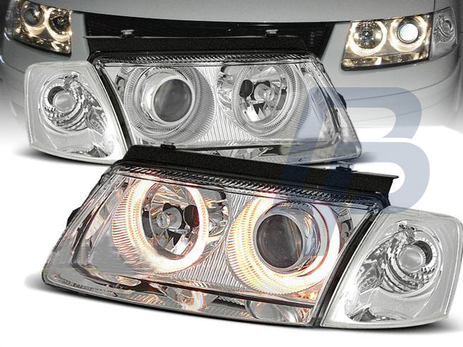 HEADLIGHTS VW PASSAT B5 3B 11.96-08.00 ANGEL EYES CHROME - 2