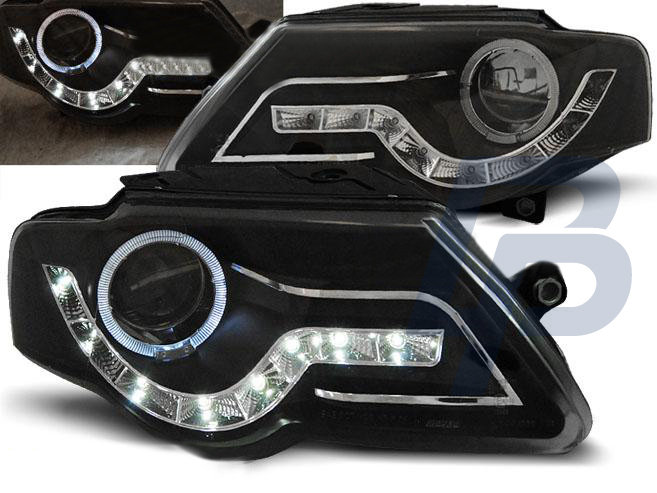 HEADLIGHTS VW PASSAT B6 3C 03.05-10 DAYLIGHT BLACK - 2