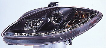 SEAT LEON/ALTEA/TOLEDO 05+ R8 STYLE LED HEADLIGHTS BLACK V2
