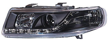 SEAT LEON/TOLEDO 1M 99-05 R8 STYLE LED HEADLIGHTS BLACK V1