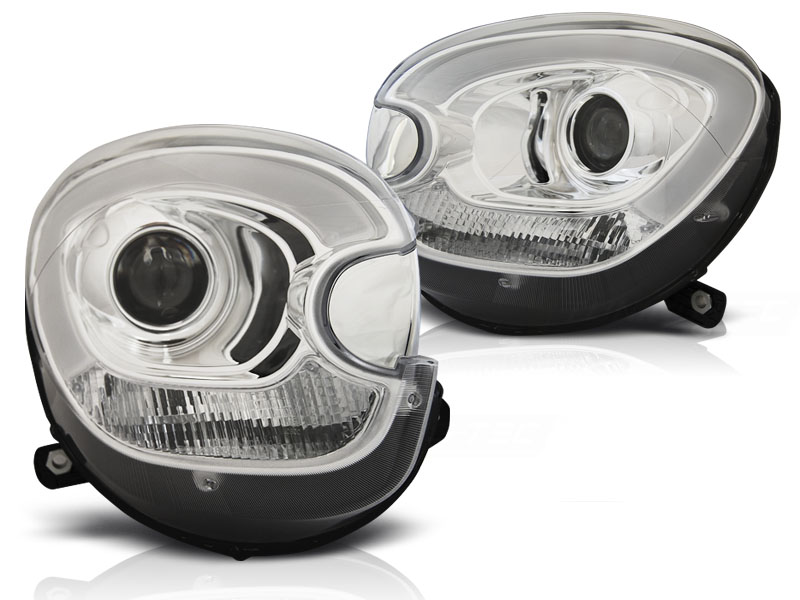 STRÅLKASTARE TUBE LIGHT KROM TILL BMW MINI (COOPER) R60 R61 COUNTRYMAN 2010-2016