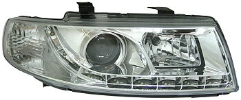 SEAT LEON/TOLEDO 1M 99-05 R8 STYLE LED HEADLIGHTS CHROME V1