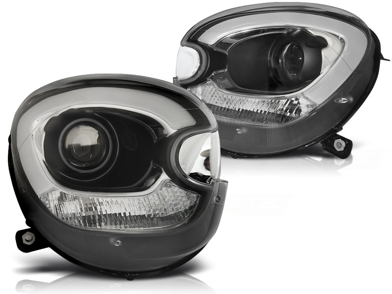 STRÅLKASTARE TUBE LIGHT SVART TILL BMW MINI (COOPER) R60 R61 COUNTRYMAN 2010-2016
