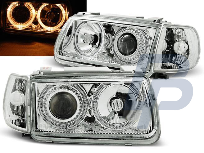 HEADLIGHTS VW POLO 6N 10.94-09.99 HATCHBACK ANGEL EYES CHROME - 2