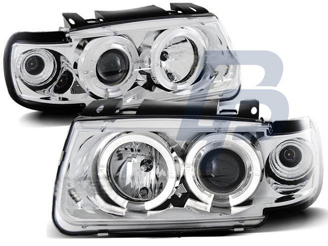HEADLIGHTS VW POLO 6N 10.94-09.99 HATCHBACK ANGEL EYES CHROME - 2