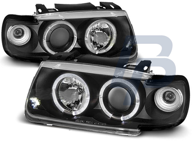 HEADLIGHTS VW POLO 6N 10.94-09.99 HATCHBACK ANGEL EYES BLACK - 2