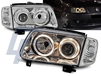 STRÅLKASTARE VW POLO 6N2 10.99-10.01 ANGEL EYES KROMADE