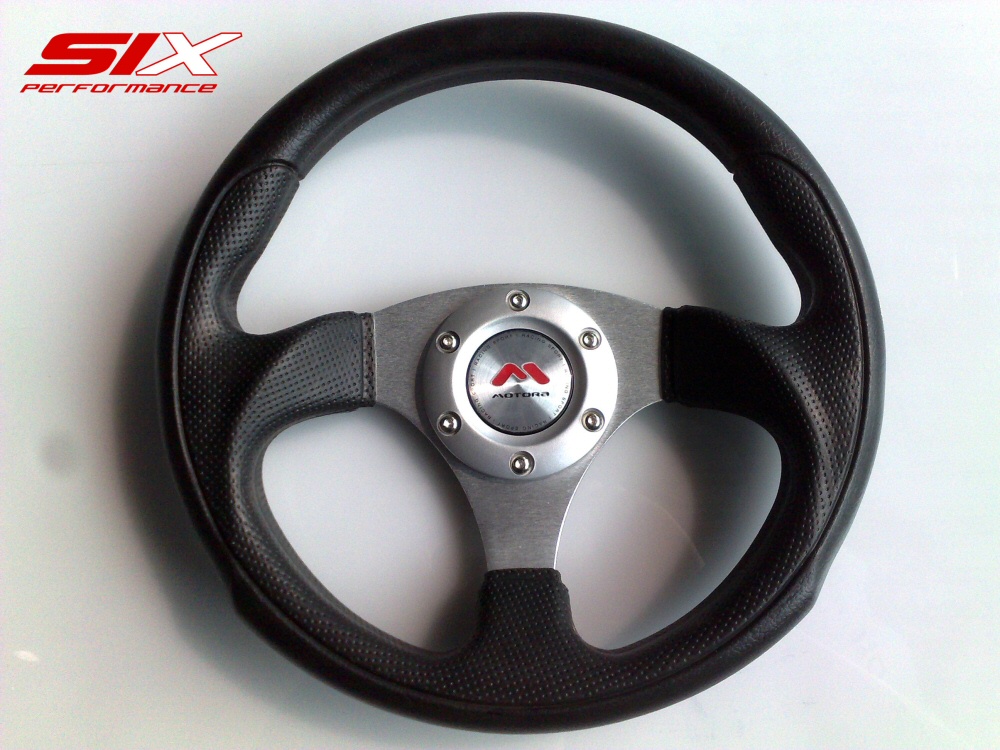SIX MOTORA STEERING WHEEL SENDAI BLACK/SILVER 29CM