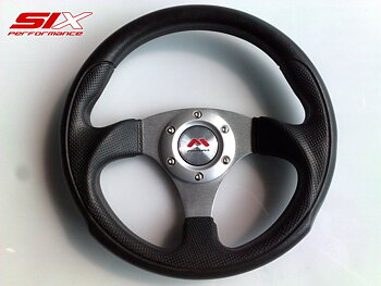 SIX MOTORA STEERING WHEEL SENDAI BLACK/SILVER 29CM