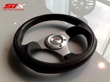 SIX MOTORA STEERING WHEEL SENDAI BLACK/SILVER 29CM