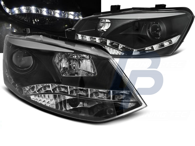 HEADLIGHTS LAMPY PRZEDNIE VW POLO 6R 09-03.14  DRL BLACK - 3