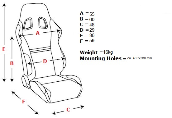 SPL ADJUSTABLE RACING SEAT MODEL B5 BLACK + FIBERGLASS BACK - 2