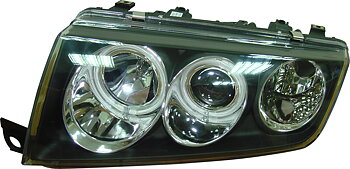 SKODA FABIA 00-04 ANGEL EYE HEADLIGHTS BLACK V1