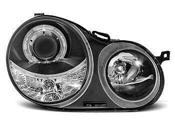 HEADLIGHTS VW POLO 9N 11.01-04.05 ANGEL EYES BLACK