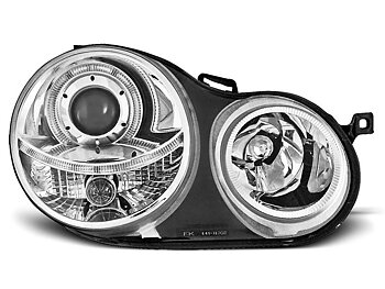 HEADLIGHTS VW POLO 9N 11.01-04.05 ANGEL EYES CHROME