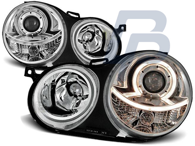 HEADLIGHTS VW POLO 9N 11.01-04.05 ANGEL EYES CHROME - 2