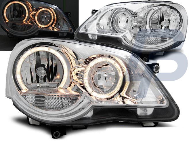 HEADLIGHTS VW POLO 9N3 04.05-09 ANGEL EYES CHROME - 2