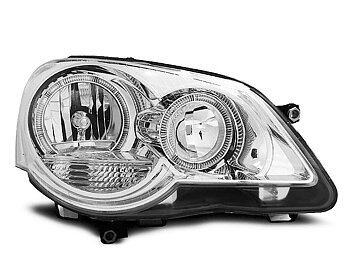 HEADLIGHTS VW POLO 9N3 04.05-09 ANGEL EYES CHROME