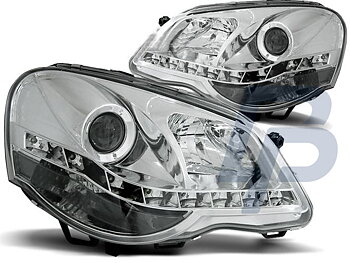 HEADLIGHTS VW POLO 9N3 04.05-09 DAYLIGHT CHROME