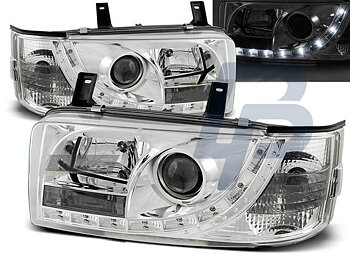 HEADLIGHTS VW T4 90-03.03 TRANSPORTER DAYLIGHT CHROME