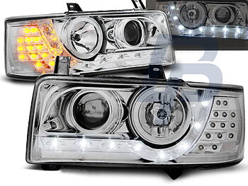 HEADLIGHTS VW T4 90-03.03 TRANSPORTER DAYLIGHT CHROME LED INDICATION