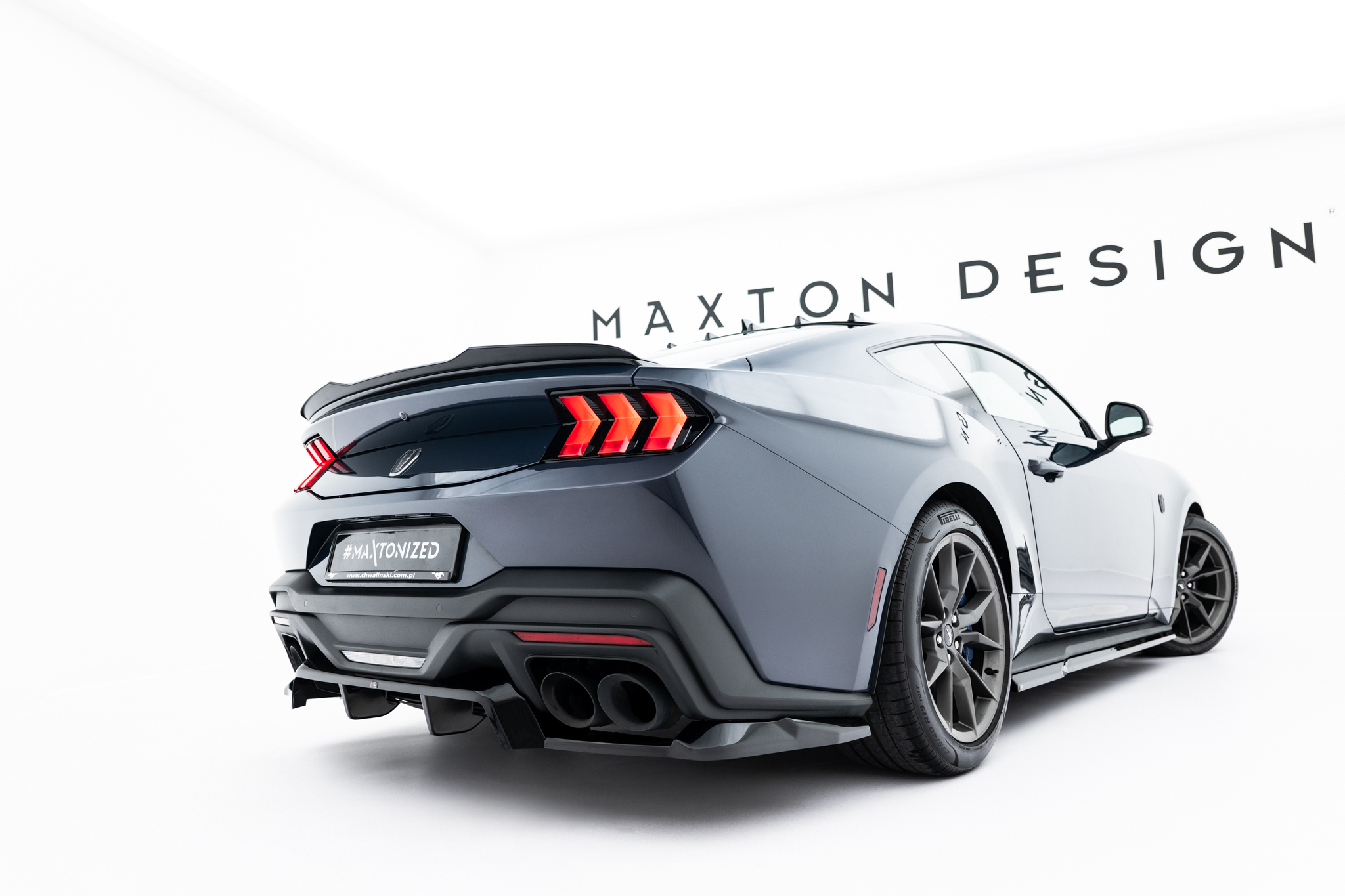 REAR SPLITTER (WITH VERTICAL BARS) SUITABLE FOR FORD MUSTANG DARK HORSE MK7 – MAXTON DESIGN