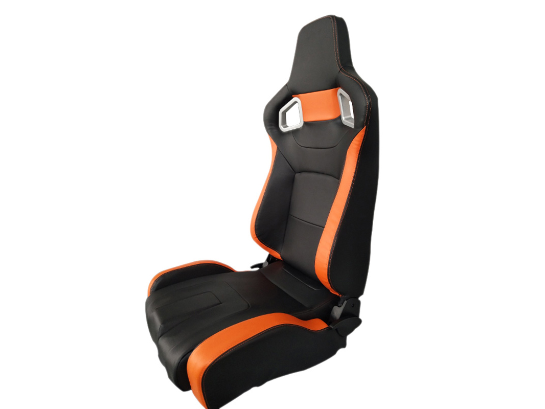 SPL ADJUSTABLE RACING SEAT MODEL RS6 V2 BLACK/ORANGE PVC - 2