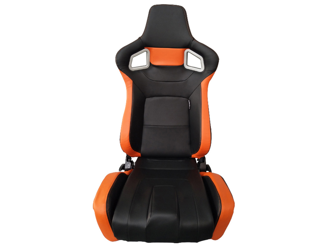 SPL ADJUSTABLE RACING SEAT MODEL RS6 V2 BLACK/ORANGE PVC - 3